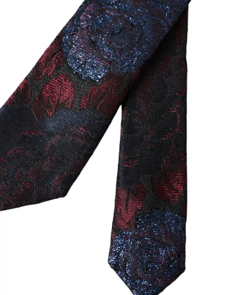 Red Blue Floral Fantasy Silk Adjustable Men Tie sold by Louxly product image thumbnail 3