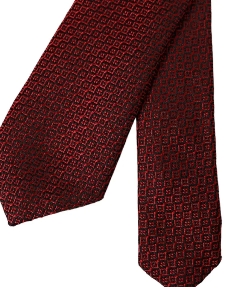Red Patterned 100% Silk Adjustable Men Tie sold by Louxly product image thumbnail 5
