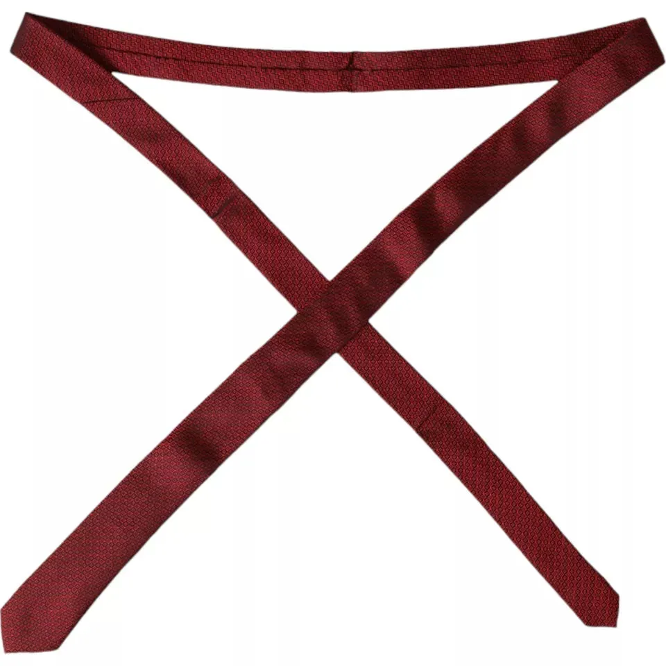 Red Patterned 100% Silk Adjustable Men Tie sold by Louxly product image thumbnail 2