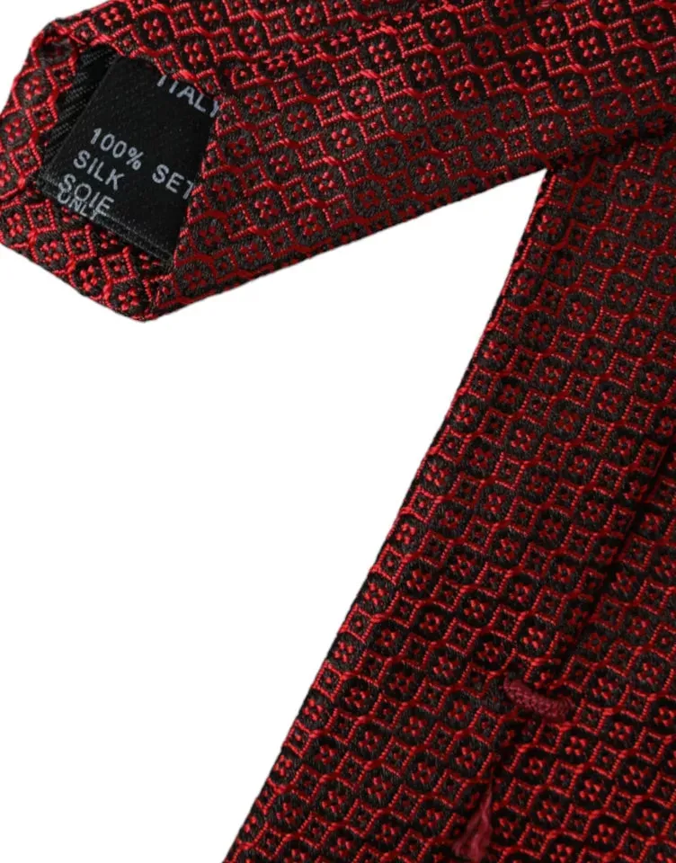 Red Patterned 100% Silk Adjustable Men Tie sold by Louxly product image thumbnail 3