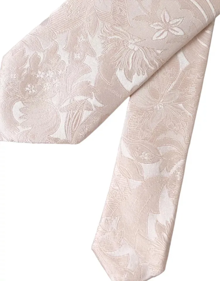 Off White Floral Brocade Silk Adjustable Men Tie sold by Louxly product image thumbnail 4