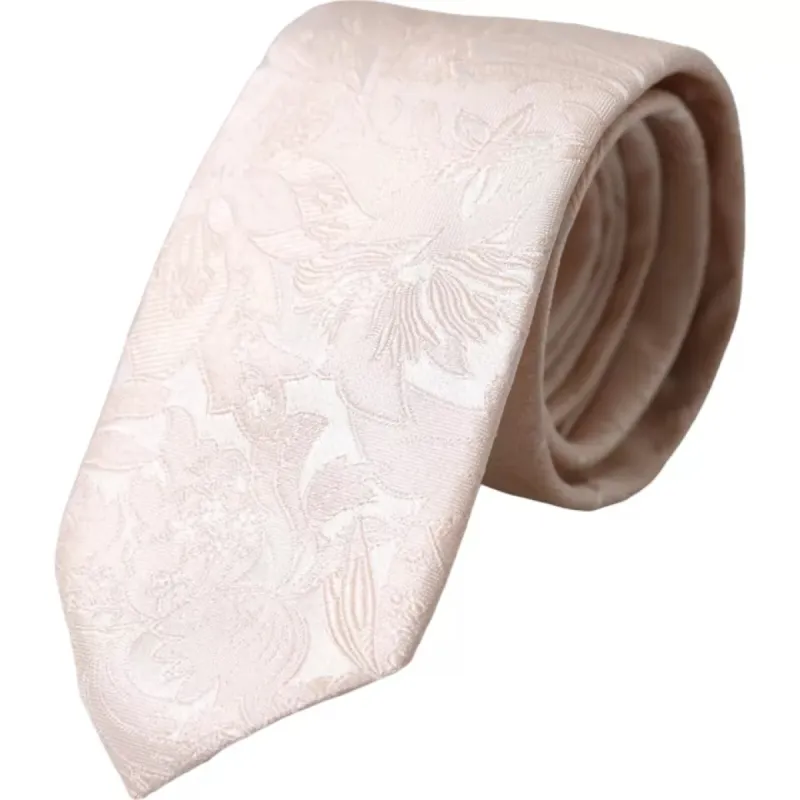 Off White Floral Brocade Silk Adjustable Men Tie sold by Louxly