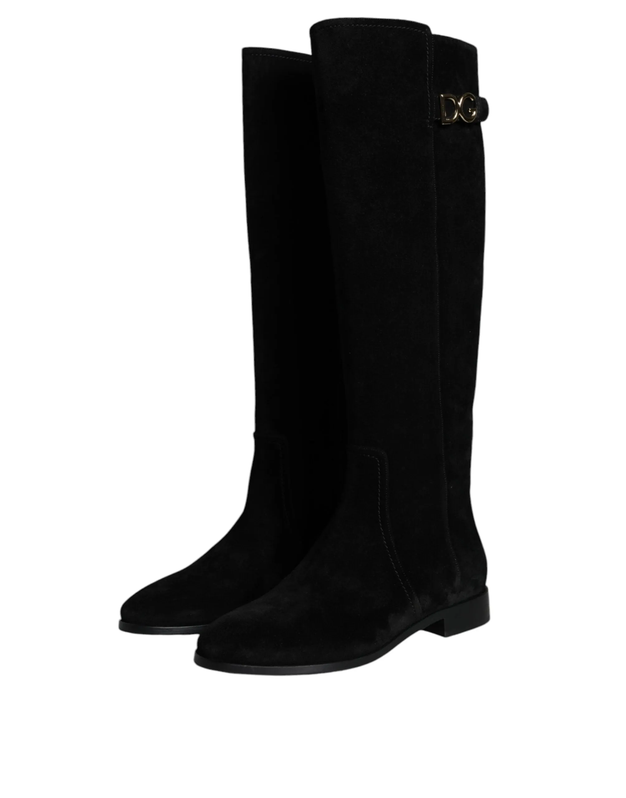 Black Suede Leather Knee High Boots Shoes sold by Louxly product image thumbnail 3
