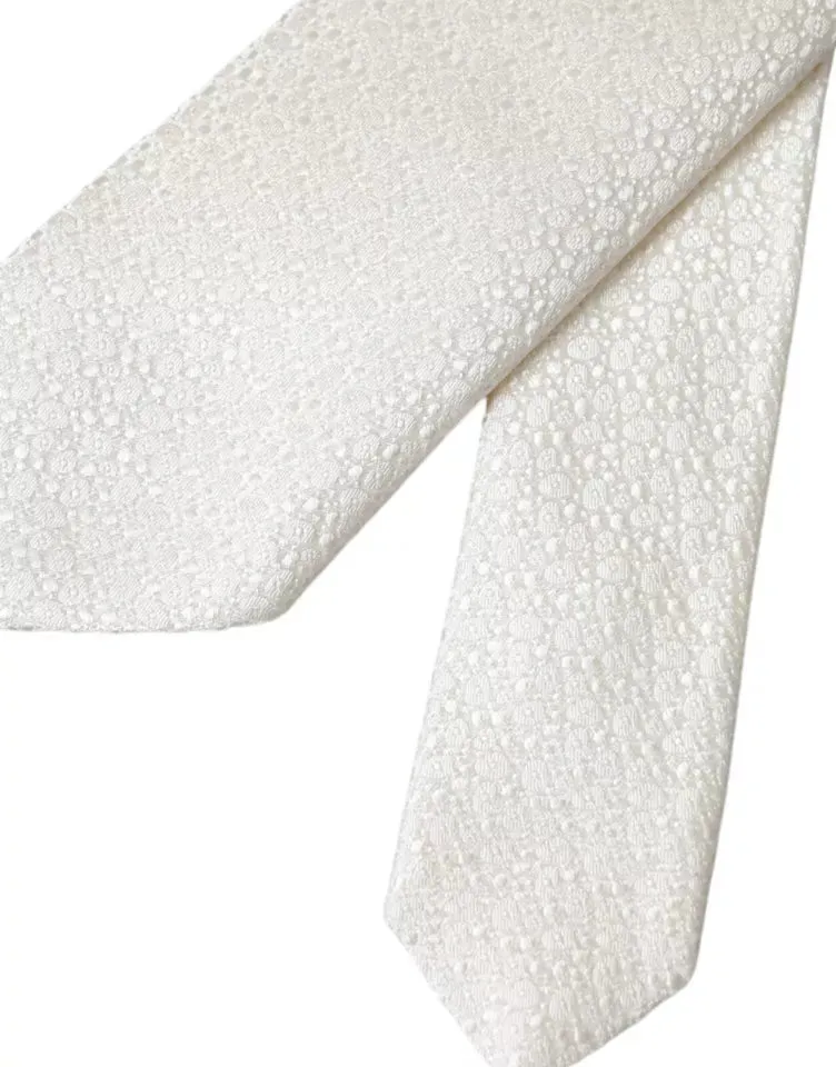 White 100% Silk Adjustable Necktie Men Tie sold by Louxly product image thumbnail 4