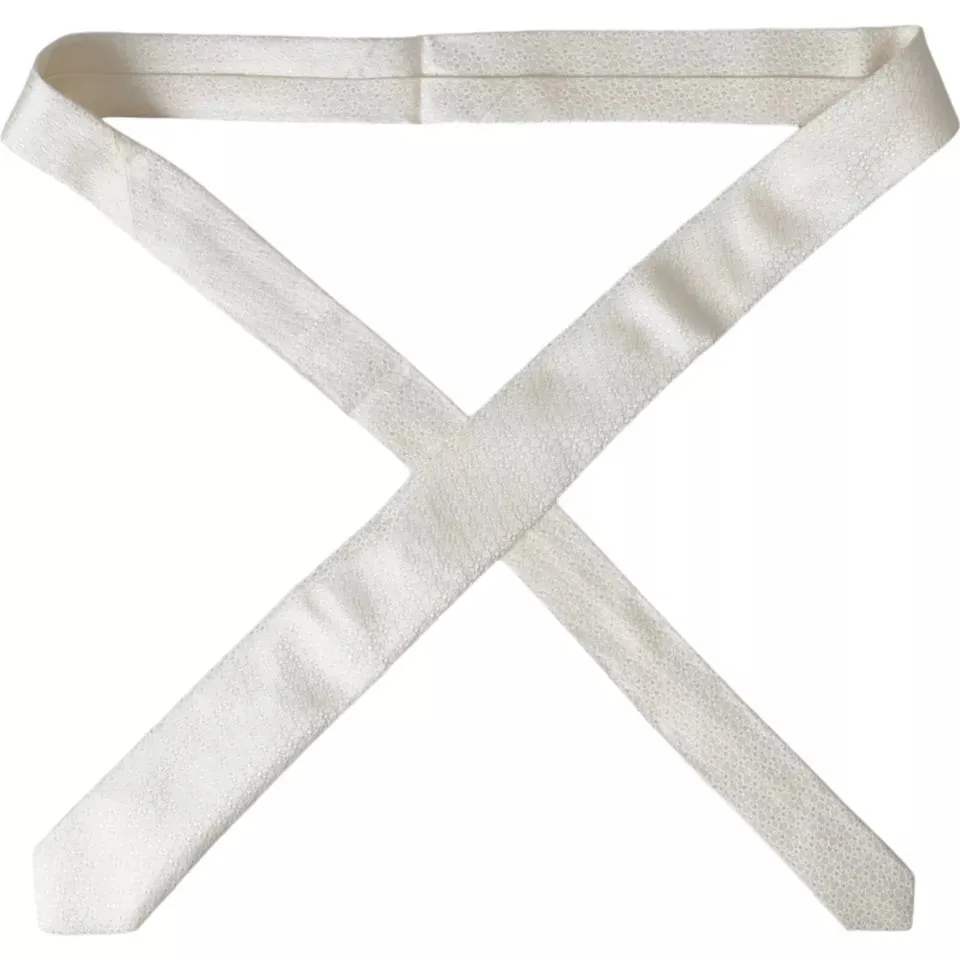 White 100% Silk Adjustable Necktie Men Tie sold by Louxly product image thumbnail 2