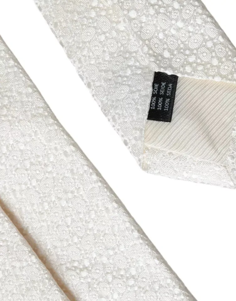 White 100% Silk Adjustable Necktie Men Tie sold by Louxly product image thumbnail 3