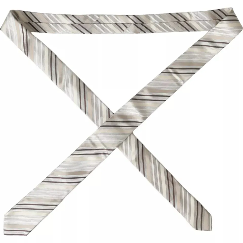 Beige Stripes Fantasy Silk Adjustable Men Tie sold by Louxly product image thumbnail 4