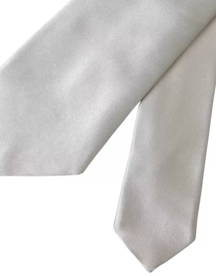 White Satin Silk Adjustable Men Tie sold by Louxly product image thumbnail 3