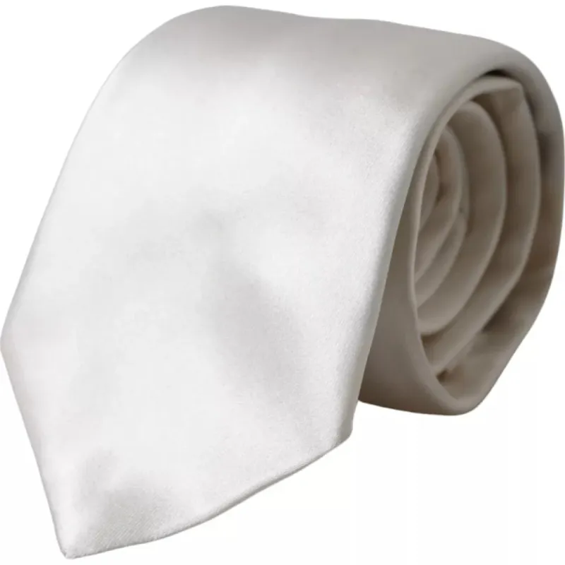 White Satin Silk Adjustable Men Tie sold by Louxly
