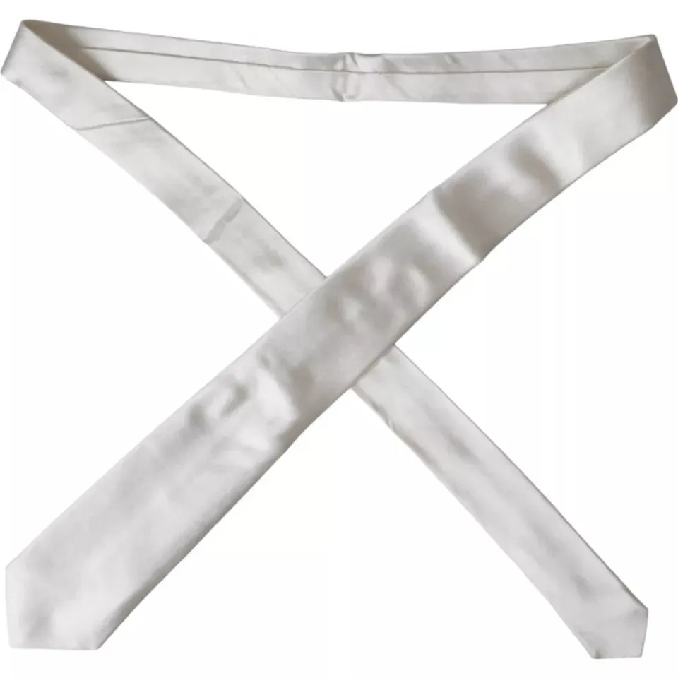 White Satin Silk Adjustable Men Tie sold by Louxly product image thumbnail 5