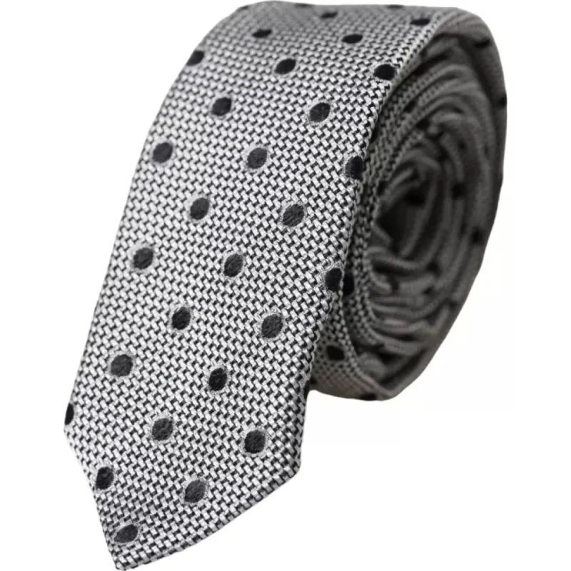 Black White Dot Fantasy Silk Adjustable Men Tie sold by Louxly