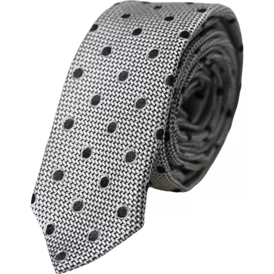 Black White Dot Fantasy Silk Adjustable Men Tie sold by Louxly