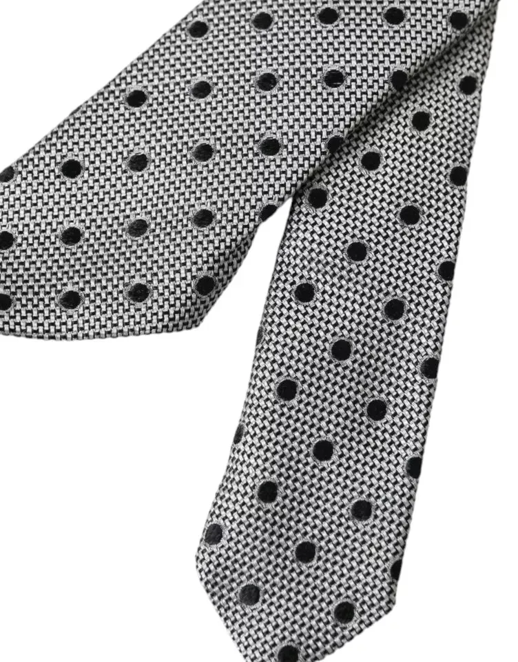 Black White Dot Fantasy Silk Adjustable Men Tie sold by Louxly product image thumbnail 2