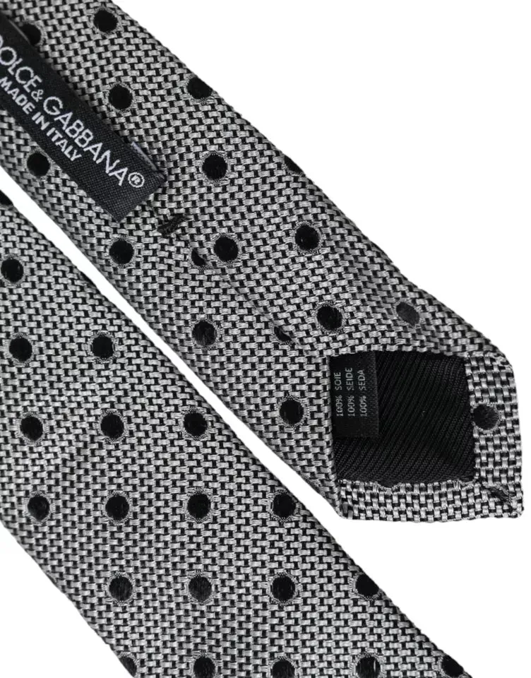 Black White Dot Fantasy Silk Adjustable Men Tie sold by Louxly product image thumbnail 3