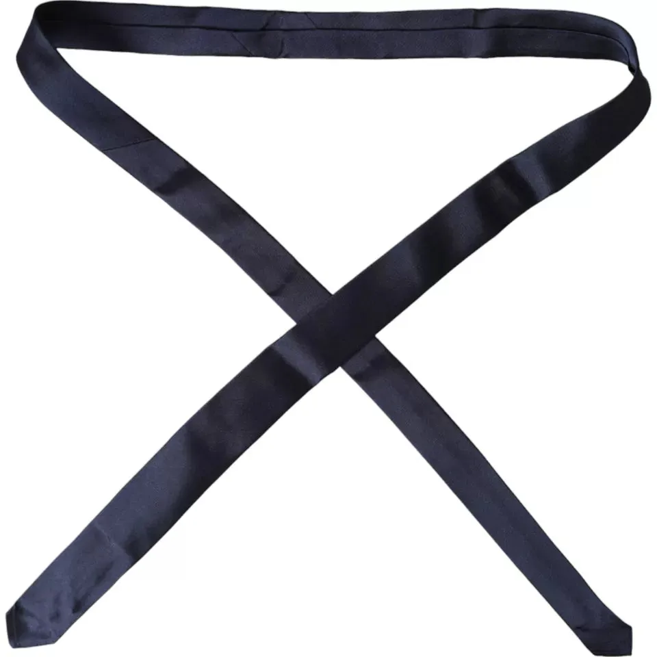 Dark Blue Silk Skinny Adjustable Tie sold by Louxly product image thumbnail 2