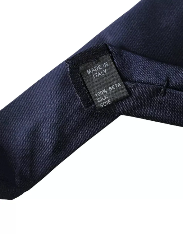 Dark Blue Silk Skinny Adjustable Tie sold by Louxly product image thumbnail 3