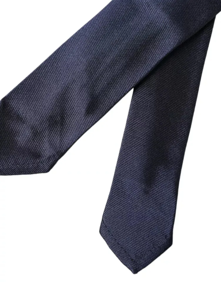 Dark Blue Silk Skinny Adjustable Tie sold by Louxly product image thumbnail 4
