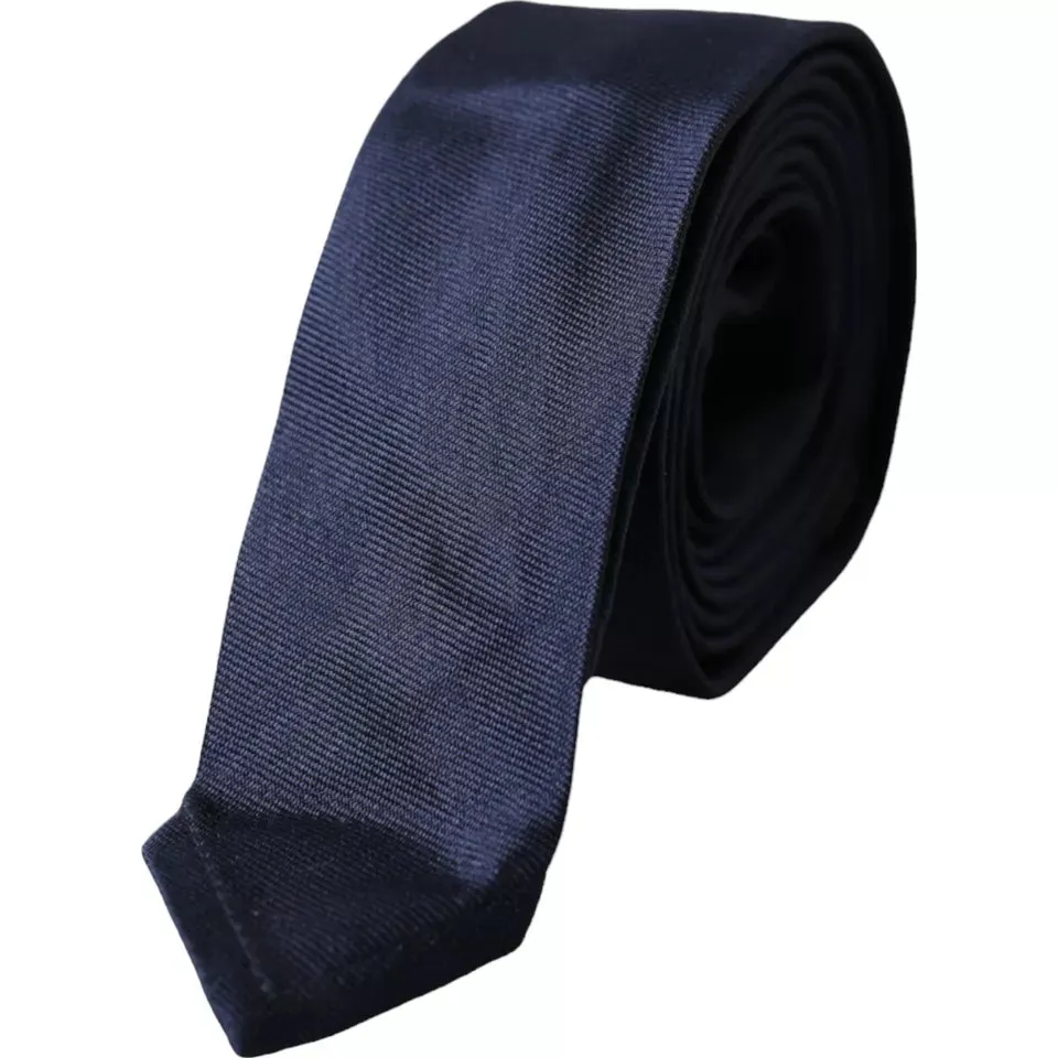 Dark Blue Silk Skinny Adjustable Tie sold by Louxly