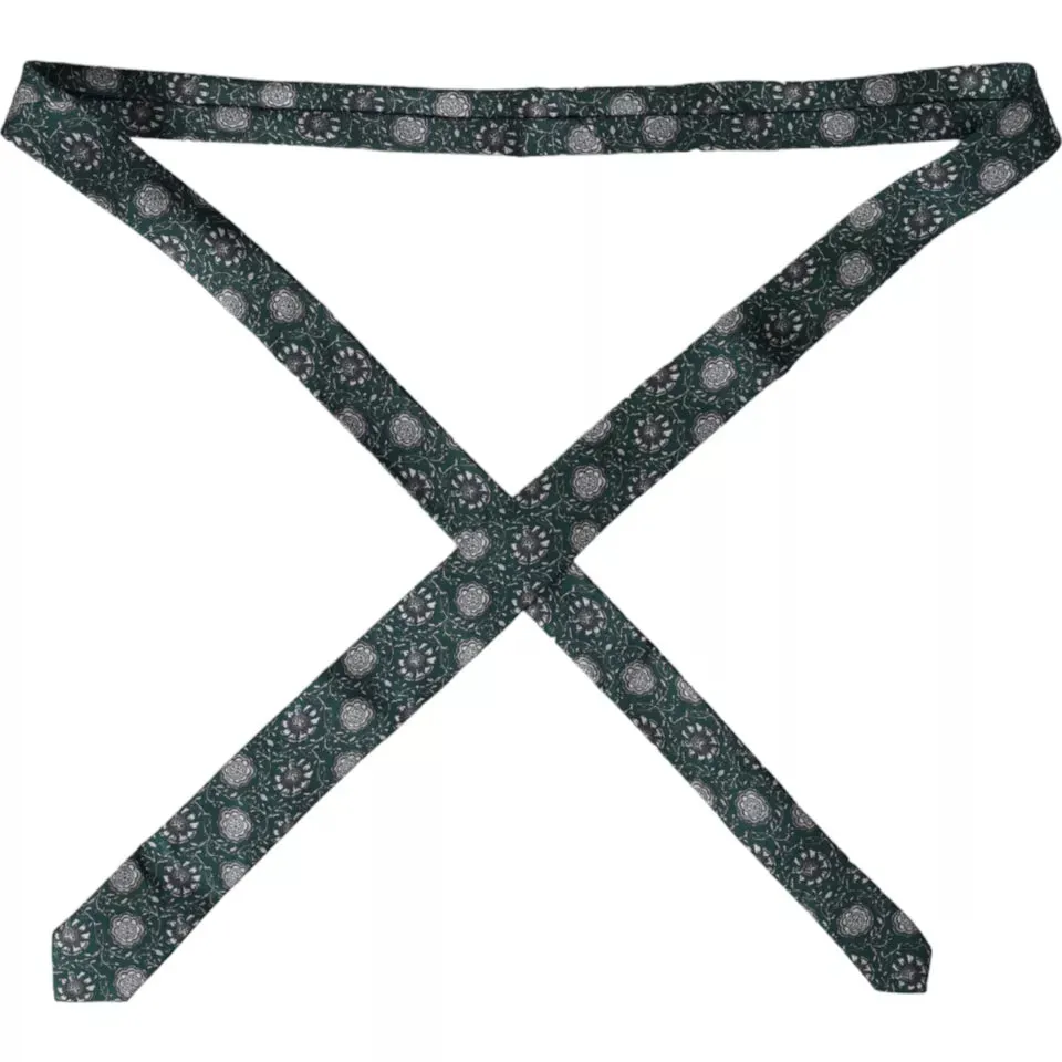 Green Floral Print Silk Adjustable Men Tie sold by Louxly product image thumbnail 5