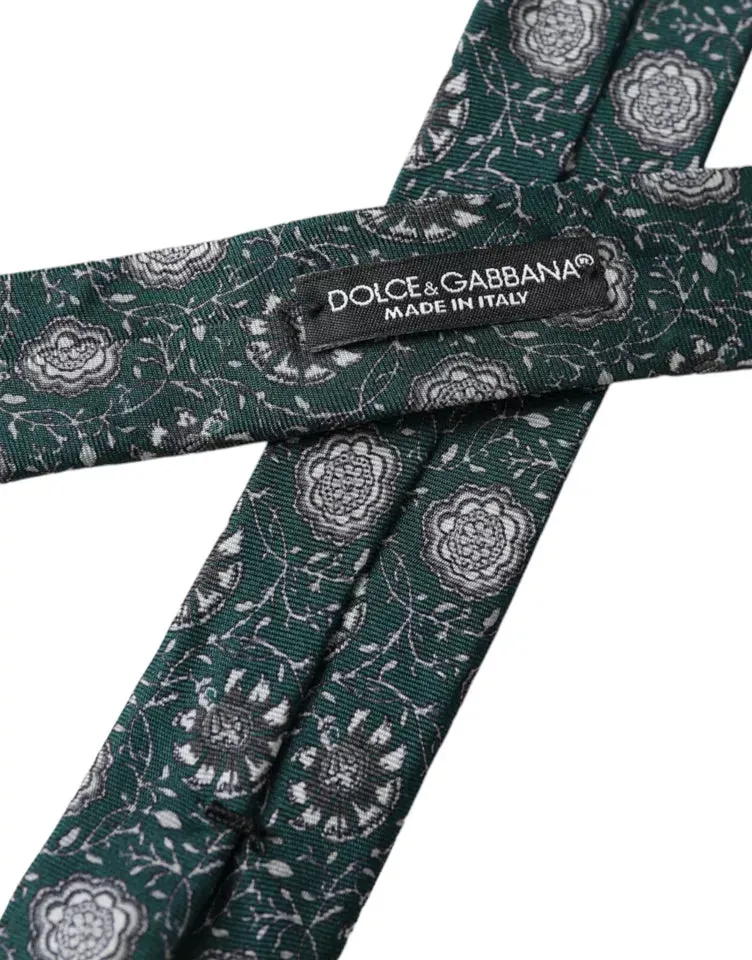 Green Floral Print Silk Adjustable Men Tie sold by Louxly product image thumbnail 2