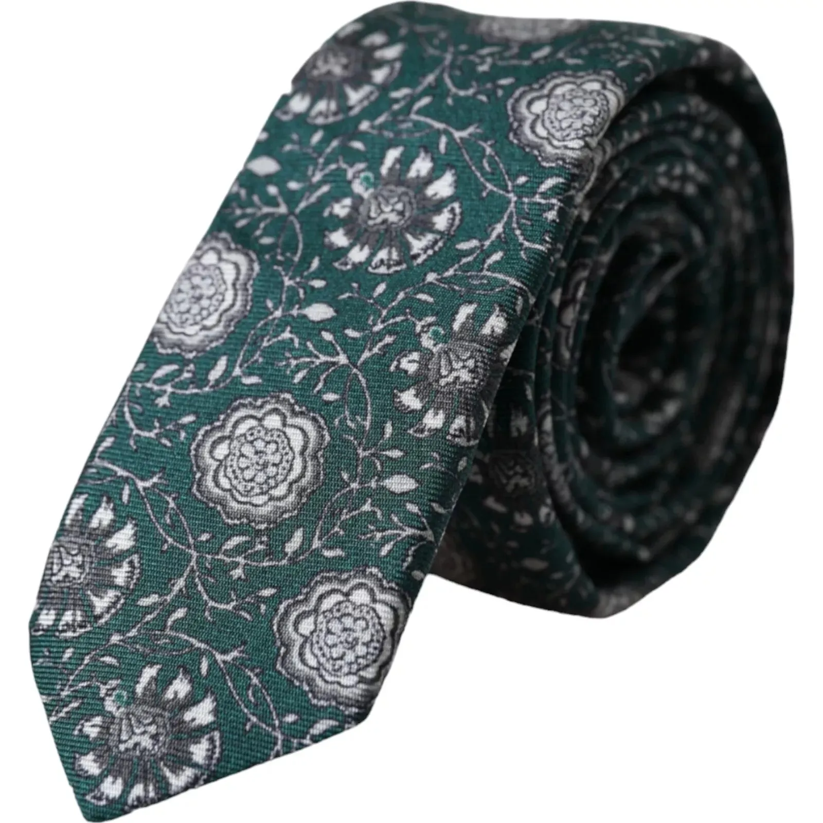 Green Floral Print Silk Adjustable Men Tie sold by Louxly