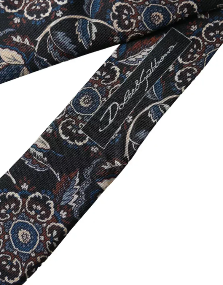 Black Floral Pattern Silk Adjustable Men Tie sold by Louxly product image thumbnail 3