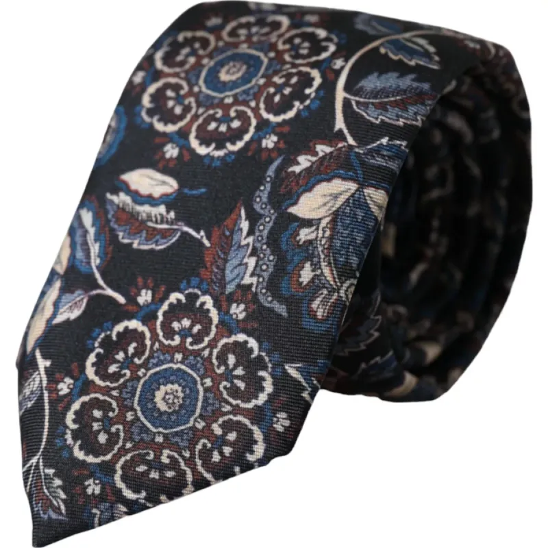 Black Floral Pattern Silk Adjustable Men Tie sold by Louxly