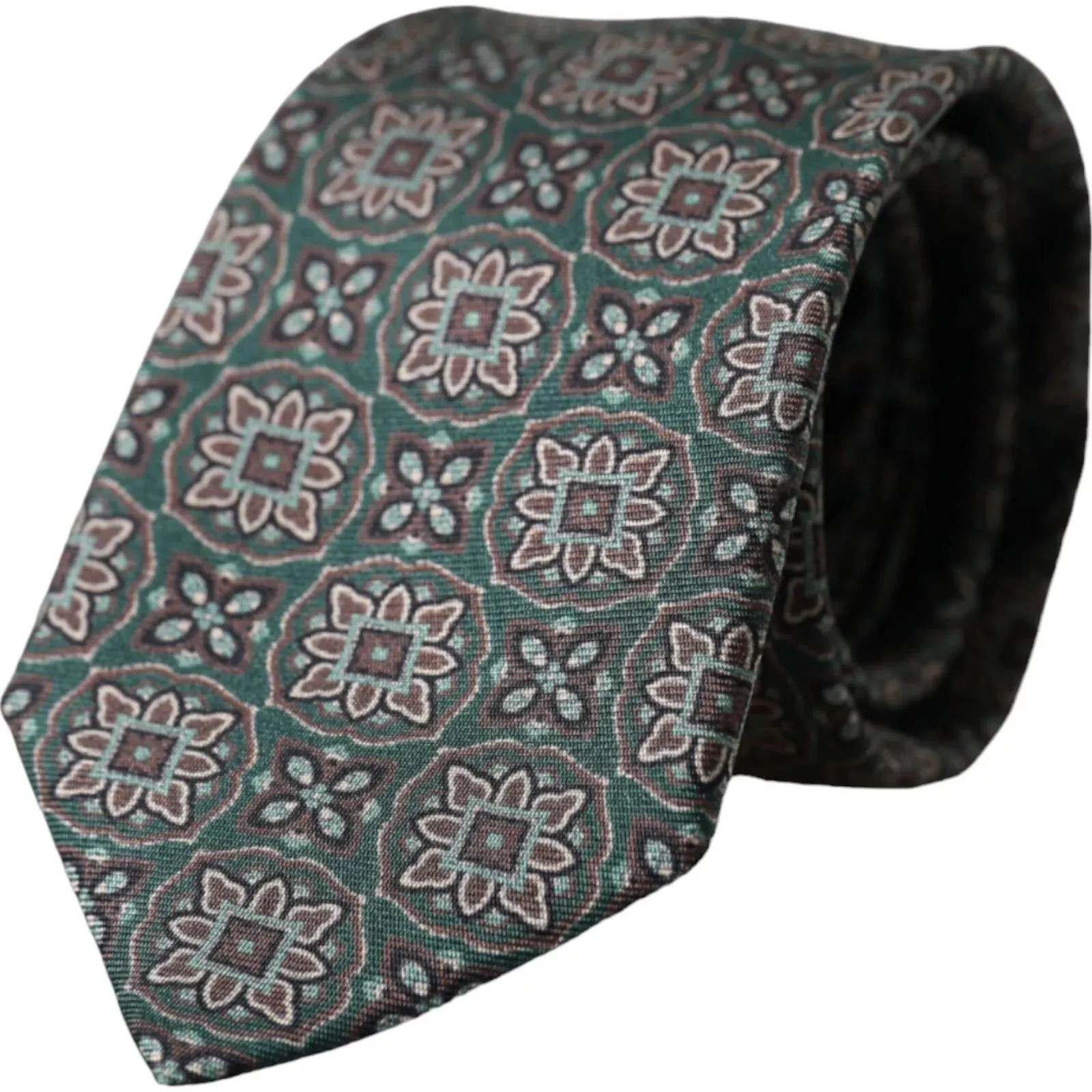 Green Patterned 100% Silk Adjustable Men Tie sold by Louxly