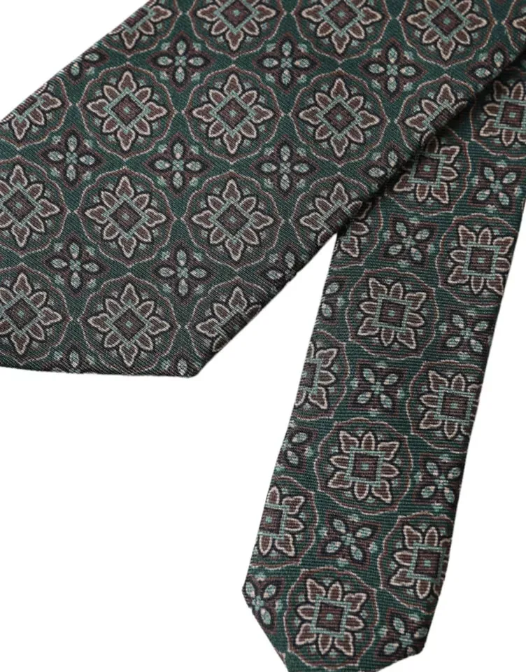 Green Patterned 100% Silk Adjustable Men Tie sold by Louxly product image thumbnail 5