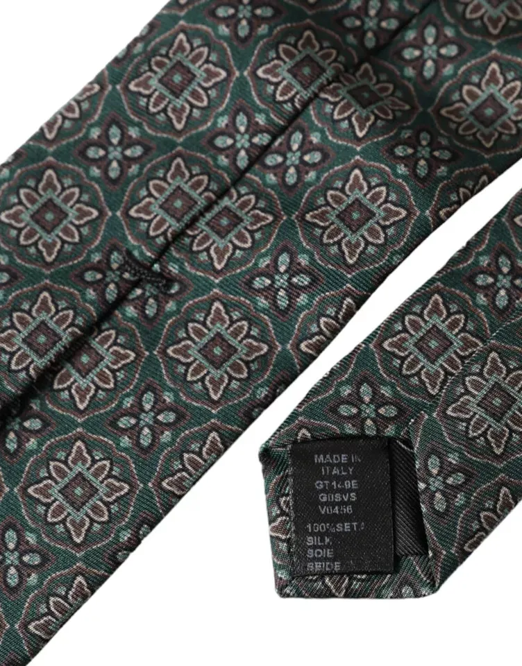 Green Patterned 100% Silk Adjustable Men Tie sold by Louxly product image thumbnail 3