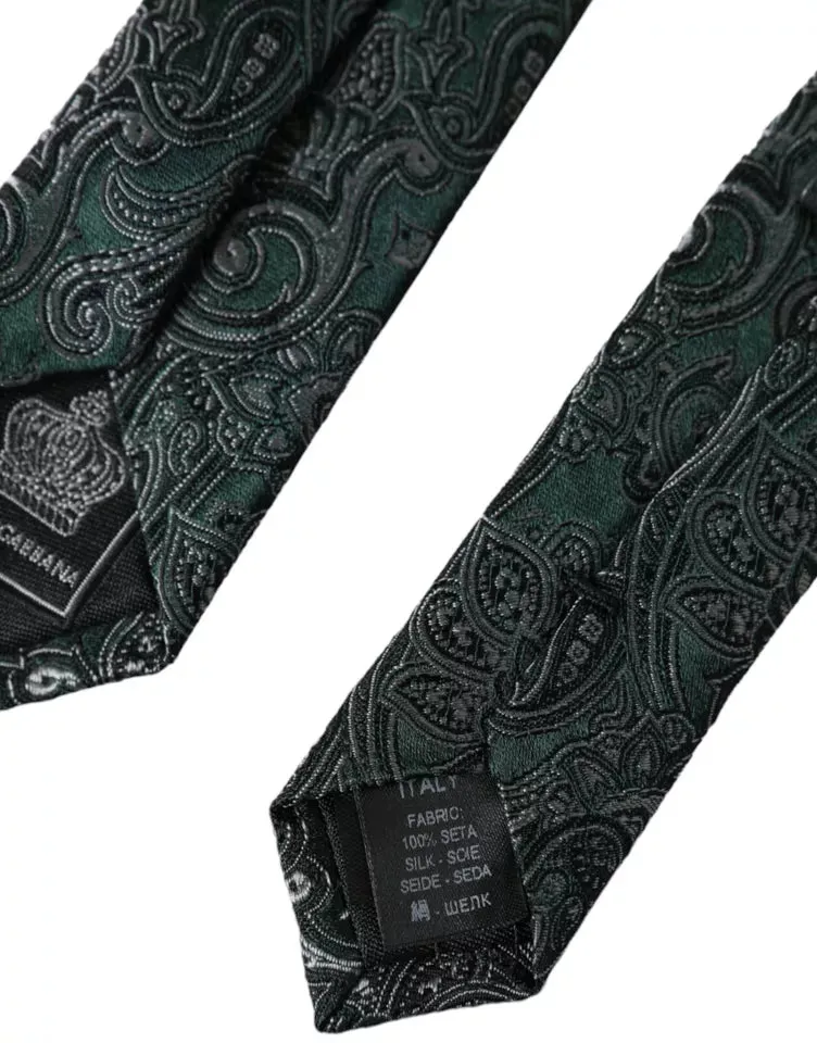 Green Floral Pattern 100% Silk Adjustable Men Tie sold by Louxly product image thumbnail 5