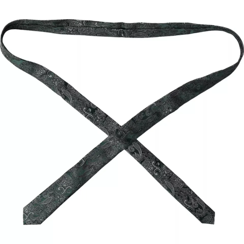 Green Floral Pattern 100% Silk Adjustable Men Tie sold by Louxly product image thumbnail 2