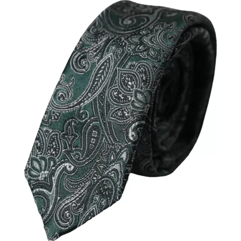 Green Floral Pattern 100% Silk Adjustable Men Tie sold by Louxly