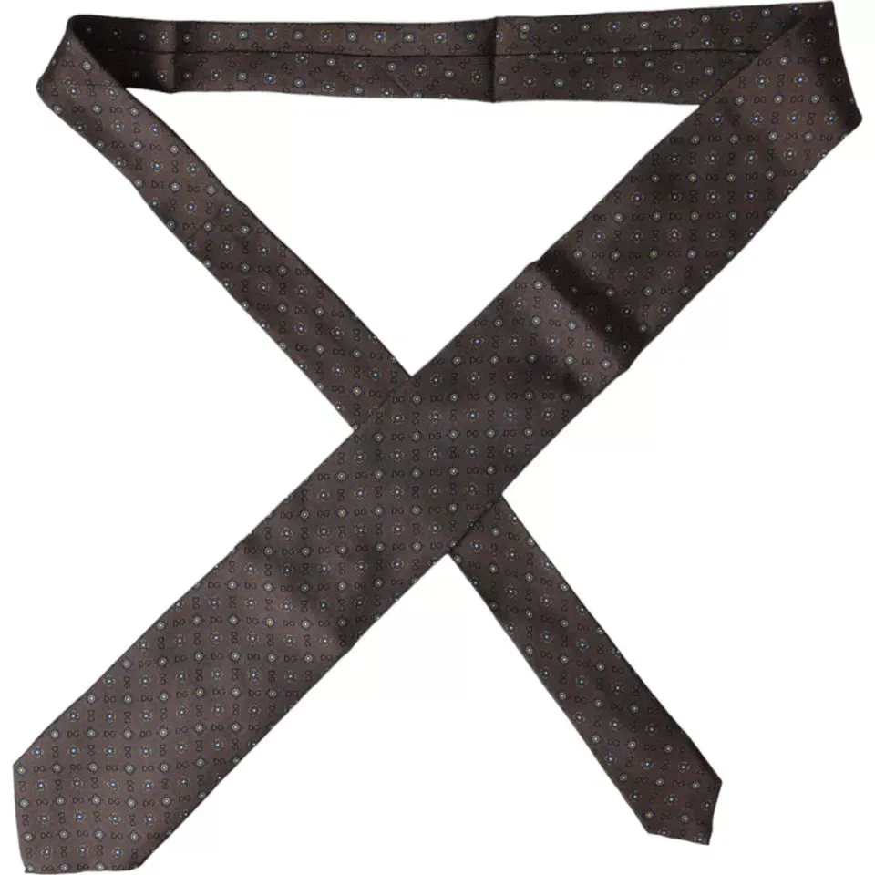 Brown Silk Branded Logo Adjustable Men Tie sold by Louxly product image thumbnail 5