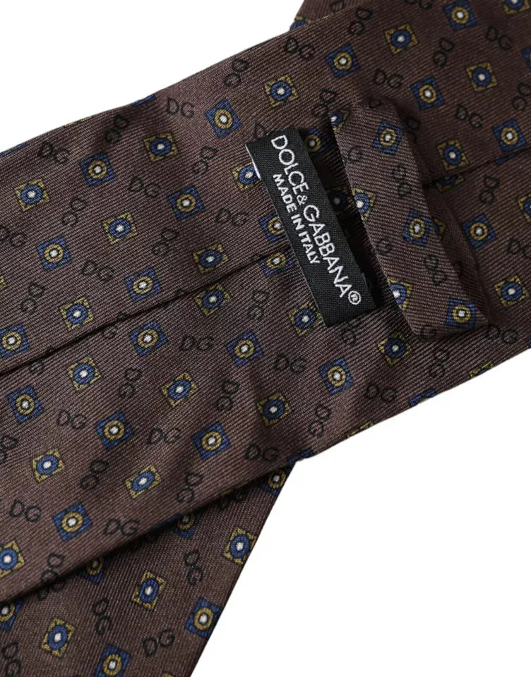 Brown Silk Branded Logo Adjustable Men Tie sold by Louxly product image thumbnail 3