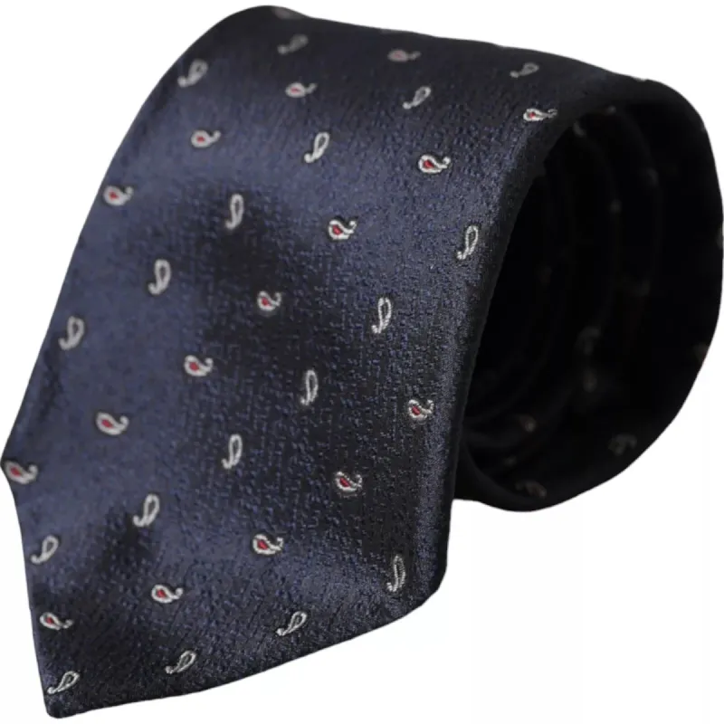 Dark Blue Fantasy 100% Silk Adjustable Men Tie sold by Louxly