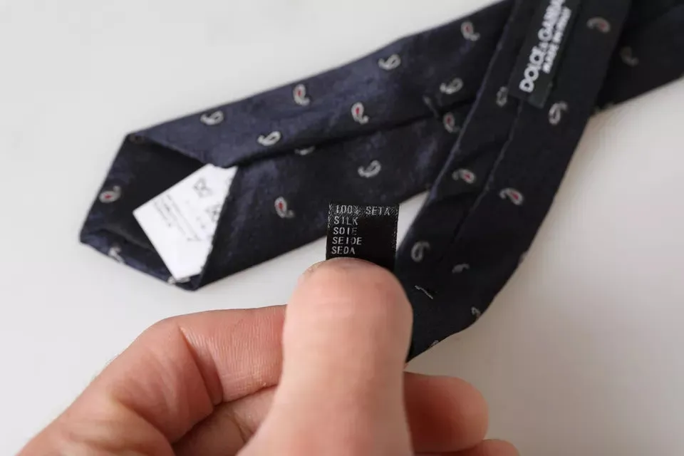 Dark Blue Fantasy 100% Silk Adjustable Men Tie sold by Louxly product image thumbnail 4