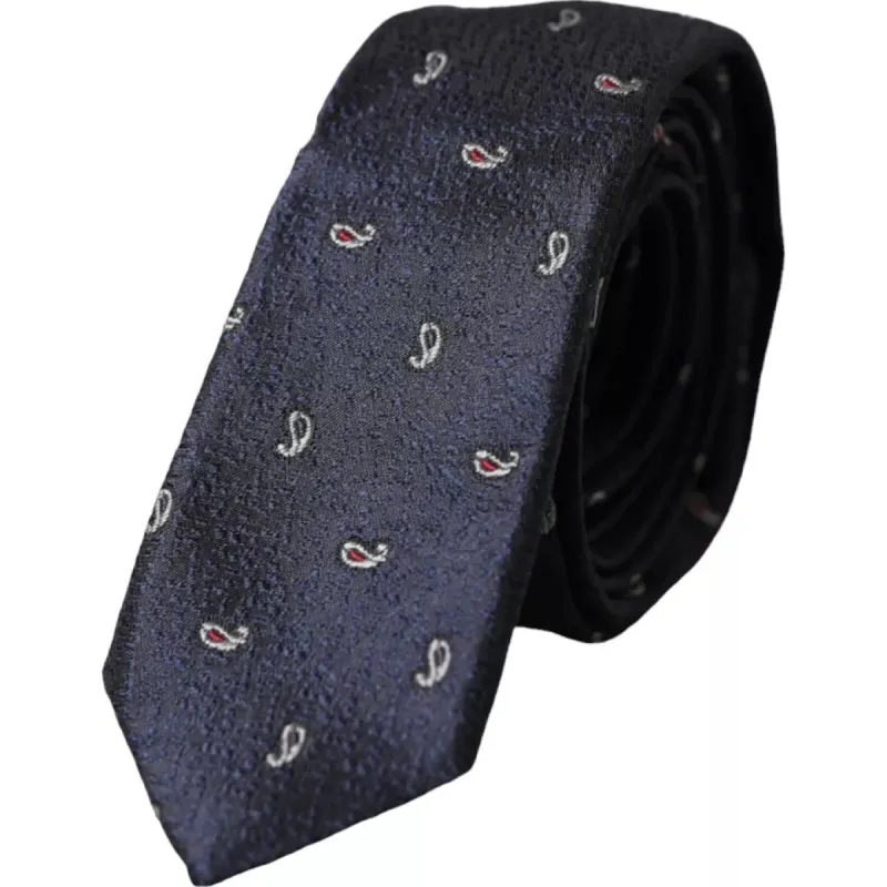 Dark Blue Fantasy 100% Silk Adjustable Men Tie sold by Louxly