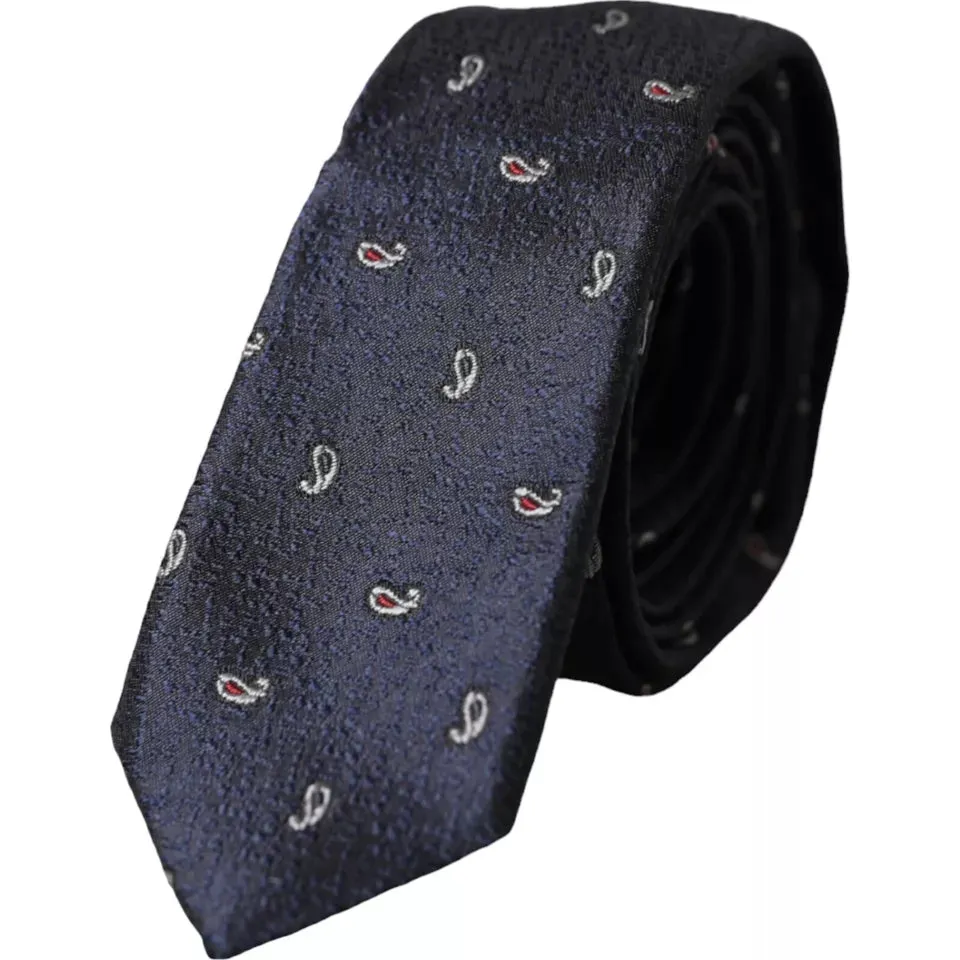 Dark Blue Fantasy 100% Silk Adjustable Men Tie sold by Louxly