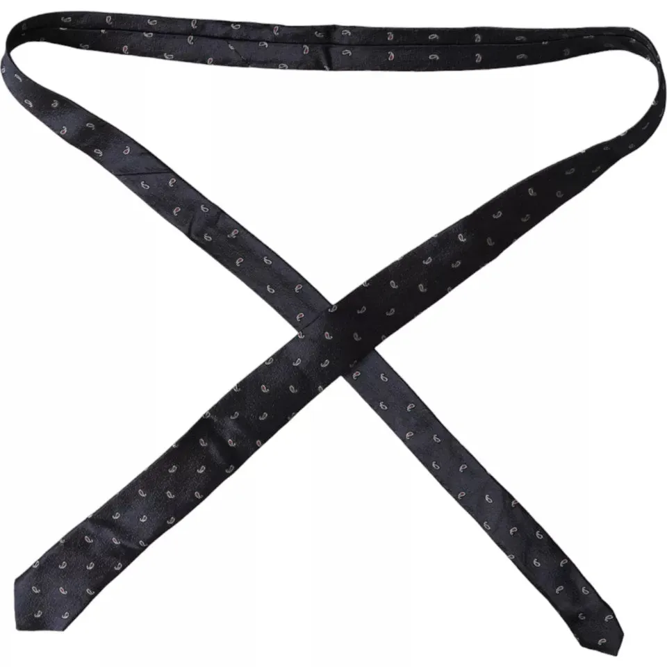 Dark Blue Fantasy 100% Silk Adjustable Men Tie sold by Louxly product image thumbnail 2