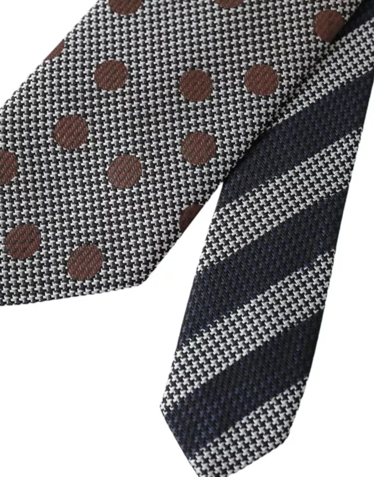 Gray Dotted Pattern 100% Silk Adjustable Men Tie sold by Louxly product image thumbnail 5