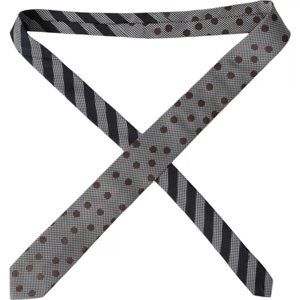 Gray Dotted Pattern 100% Silk Adjustable Men Tie sold by Louxly product image thumbnail 2