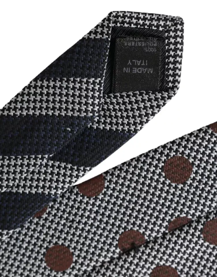 Gray Dotted Pattern 100% Silk Adjustable Men Tie sold by Louxly product image thumbnail 3