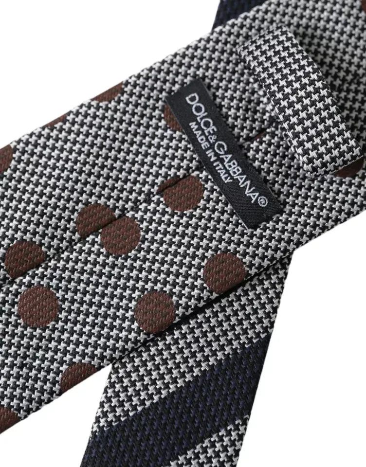 Gray Dotted Pattern 100% Silk Adjustable Men Tie sold by Louxly product image thumbnail 4