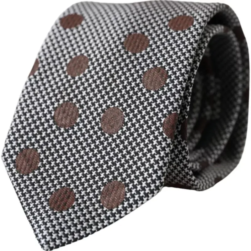 Gray Dotted Pattern 100% Silk Adjustable Men Tie sold by Louxly