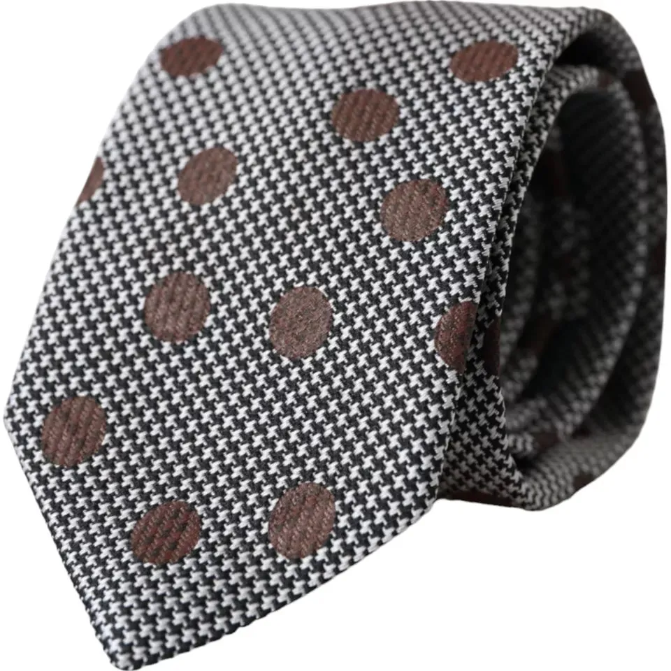 Gray Dotted Pattern 100% Silk Adjustable Men Tie sold by Louxly