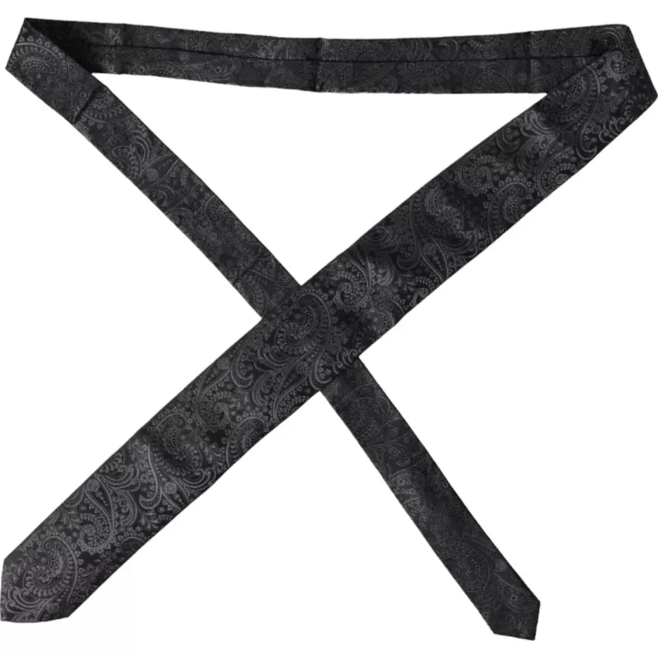 Gray Patterned 100% Silk Adjustable Men Tie sold by Louxly product image thumbnail 4