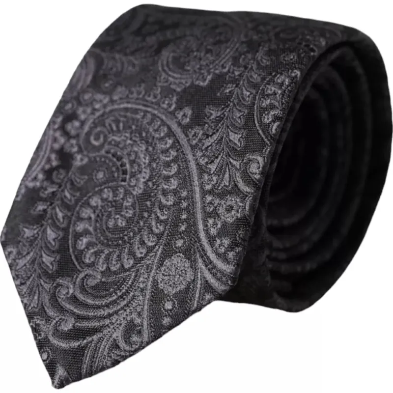 Gray Patterned 100% Silk Adjustable Men Tie sold by Louxly