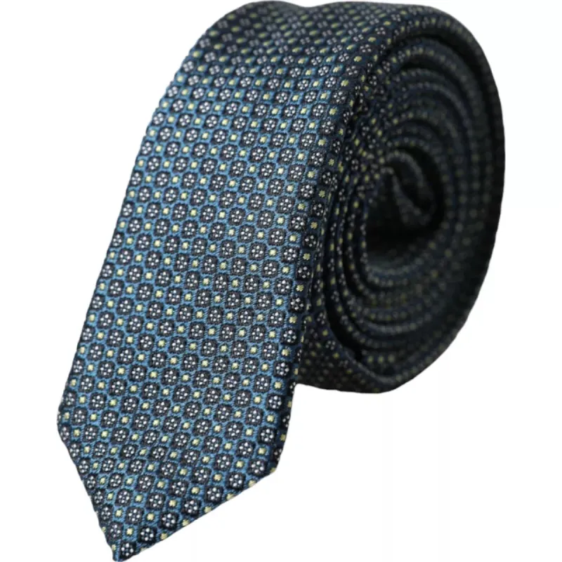 Green Patterned 100% Silk Adjustable Men Tie sold by Louxly