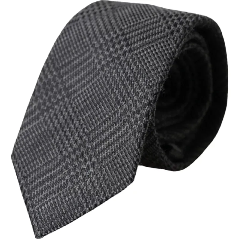 Dark Gray Plaid Patterned Silk Adjustable Men Tie sold by Louxly